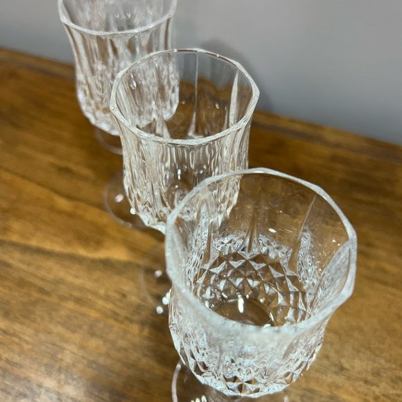 Vintage French D’Arques 4 Longchamp 2oz Crystal Diamond Cut Glasses In Box - Picture 6 of 10